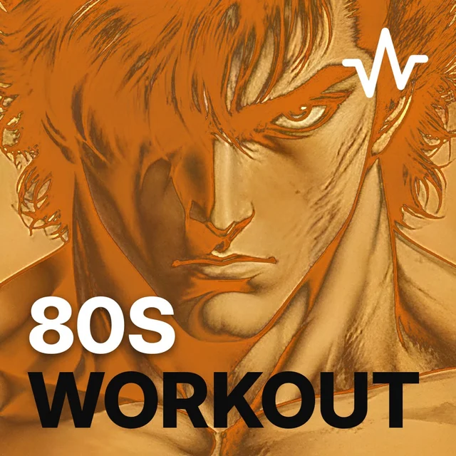 Kenshiro in 80s style manga fighting action movie with tekst: 80's Workout on it