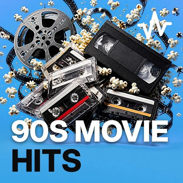 90s Movie Soundtracks: Titanic and More playlist cover: a 90s cassette tape and VHS tape pile