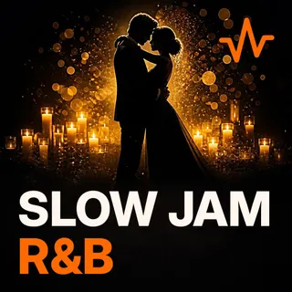 Slow Jam R&B: Late Night Playlist cover: a couple silhouette slow dancing