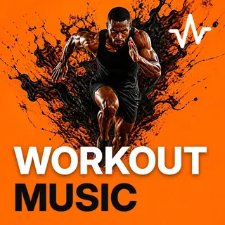 Workout Music: Pop and Dance Hits playlist cover: a sprinter in mid-stride