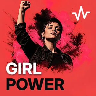 Girl Power Playlist: Women Who Run the World playlist cover: a confident woman with raised fist and short hair
